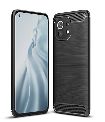 Cruzerlite Xiaomi Mi 11 hülle, Carbon Fiber Texture Design Cover Anti-Scratch Shock Absorption Case Schutzhülle für Xiaomi Mi 11 (Black) von Cruzerlite