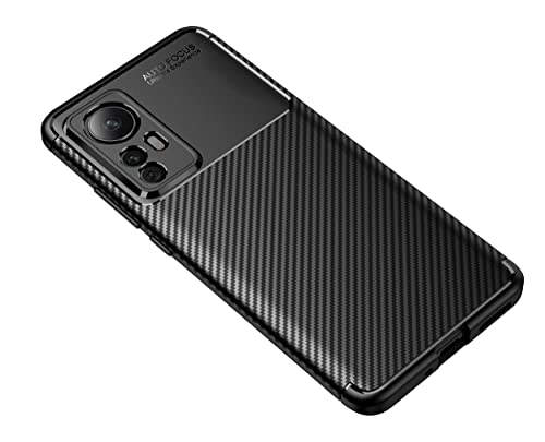 Cruzerlite Xiaomi Mi 12 hülle, Carbon Fiber Texture Design Cover Anti-Scratch Shock Absorption Case Schutzhülle für Xiaomi Mi 12 (2022) (Carbon Black) von Cruzerlite