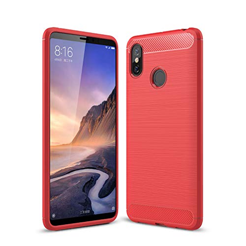 Cruzerlite Xiaomi Mi Max 3 hülle, Carbon Fiber Shock Absorption Slim TPU Cover Schutzhülle für Xiaomi Mi Max 3 (Red) von Cruzerlite