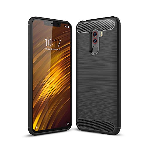 Cruzerlite Xiaomi Pocophone F1 hülle, Carbon Fiber Shock Absorption Slim TPU Cover Schutzhülle für Xiaomi Pocophone F1 (Black) von Cruzerlite