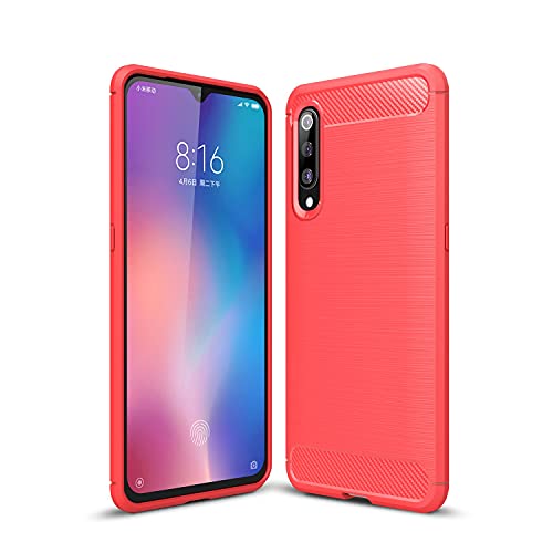 Cruzerlite für Xiaomi Mi 9 hülle, Carbon Fiber Shock Absorption Slim TPU Cover Schutzhülle für Xiaomi Mi 9 Case (Red) von Cruzerlite