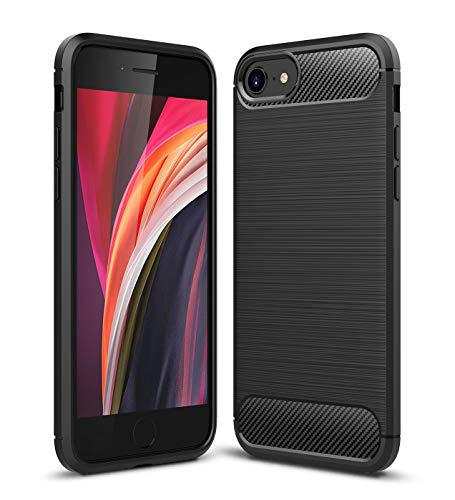 Cruzerlite für iPhone SE hülle, für iPhone SE [2nd] hülle, Kohlefaser Textur Design Abdeckung Anti-Scratch Stoßdämpfung Schutzhülle für iPhone 7/8 für iPhone SE 2020 Case (Black) von Cruzerlite