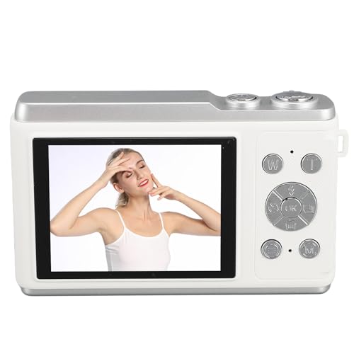 4K 50MP Digitalkamera mit 2,8-Zoll-Bildschirm, Autofokus-Vlogging-Kamera mit 16-fachem Digitalzoom, Blitz und Anti-Shake-Funktion für Teenager, Erwachsene und Anfänger, (White) von Cryfokt