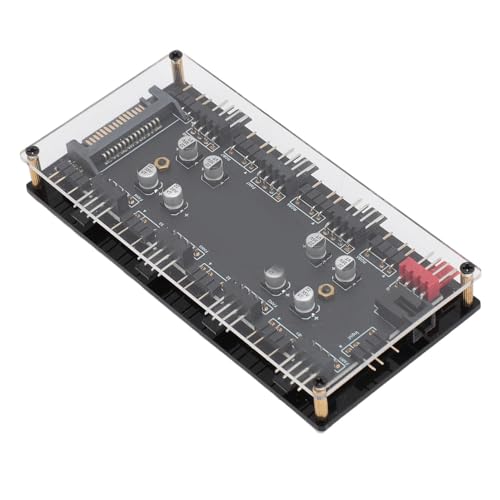 ARGB PWM Lüfter Hub, 8 Wege 5 V 3 Pin ARGB und 4 Pin PWM Hub mit RGB-Beleuchtungsanschlüssen, Lüfteranschluss Einfach zu Bedienen ARGB mit -Stromversorgung von Cryfokt