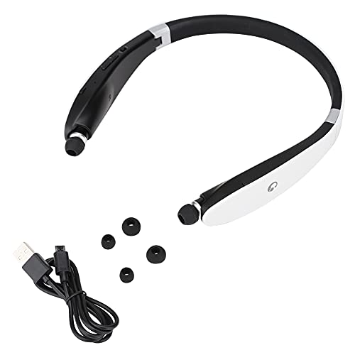 Cryfokt SX-991 2-in-1-Halsband-Kopfhörer mit Erweitertem CSR5.0 -Chip, Faltbarer Halshänge-Typ Teleskope Headset Wireless Ohrhörer, Langlebiger Batterie (Schwarz und weiß) von Cryfokt