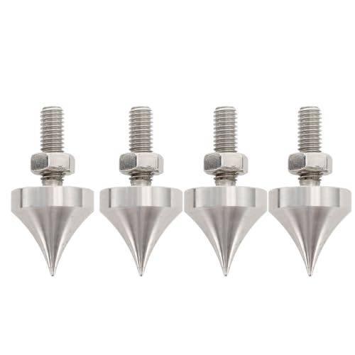 Lautsprecher-Spike-Set, 4 Stück Lautsprecher-Isolationsspikes aus Edelstahl Verstellbare Höhe, Stoßfest HiFi-Lautsprecher-Plattenspieler-Isolationsständer, Kegelfüße für von Cryfokt