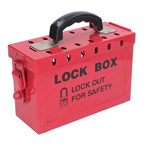 Lockout Tagout Group Lockout Box, Tragbare Sicherheits-Vorhängeschlossbox LOTO Box mit Klappdeckel und Riegel, 13 Gauge Edelstahl Red Lockout Box für Lock Out Tag Out Station Lockout Tagout Group Lockout Box, Tragbare Sicherheits-Vorhängeschlossbox LOTO Box mit Klappdeckel und Riegel, 13 Gauge Edelstahl Red Lockout Box für Lock Out Tag Out Station von Cryfokt