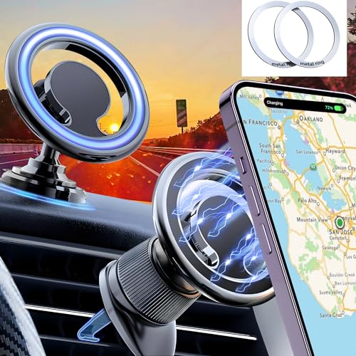 Crymow Handyhalterung Auto,Universal 2 in 1 Handyhalterung Auto fürs Lüftung&Armaturenbrett.360° Drehbar Runde KFZ Handyhalterung Magnet fürs Mag Safe mit Metallrings für Nicht-Mag Safe Handy, Crymow Handyhalterung Auto,Universal 2 in 1 Handyhalterung Auto fürs Lüftung&Armaturenbrett.360° Drehbar Runde KFZ Handyhalterung Magnet fürs Mag Safe mit Metallrings für Nicht-Mag Safe Handy, von Crymow