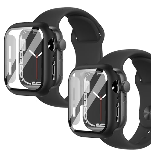 Crymow Hülle mit Schutzhülle für apple watch SE Series 6 5 4.Rundum Schutzhülle,44 mm Gehäuse Hoch Empfindlichkeit,9H Härte,HD Klar,Kratzfes und Ultradünne Displayschutz für iWatch 2-Stück,Schwarz von Crymow