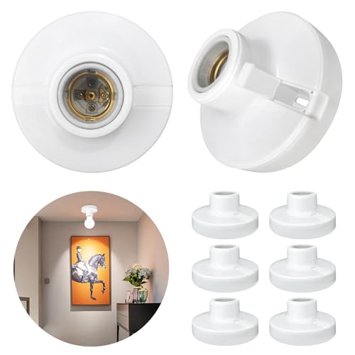 8 Stück E27 Lampenfassung ABS-Kunststoff Decken-Fassung, Porzellan Lampenfassung Wandfassung Baufassung, Glühbirnen Fassung für Flure, Balkone, Keller, Garagen, Quadrat (Weiß) von Crzpchas
