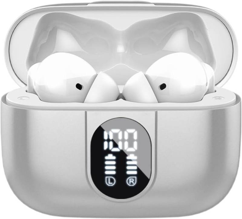Csasan Kabellos Bluetooth 5.3, mit 4 Mic, 2024 Neue ENC Noise Cancelling In-Ear-Kopfhörer (Wasserdichtes Design und Touch-Steuerung für aktive Nutzung., 40 Std Immersiver Deep Bass, IP7 Wasserdicht Ohrhörer LED-Anzeige) von Csasan