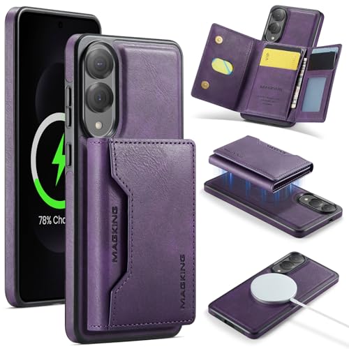Brieftaschen-Schutzhülle für Samsung Galaxy S25 Edge, starke magnetische Rückseite, kompatibel mit MagSafe, Retro-Leder, stoßfeste Handyhülle mit abnehmbarem dreifach faltbarem RFID-Kartenhalter Brieftaschen-Schutzhülle für Samsung Galaxy S25 Edge, starke magnetische Rückseite, kompatibel mit MagSafe, Retro-Leder, stoßfeste Handyhülle mit abnehmbarem dreifach faltbarem RFID-Kartenhalter von Cseoteo