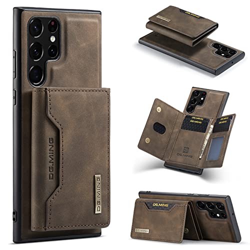DG.MING Brieftaschen-Schutzhülle für Samsung Galaxy S23 Ultra, Premium-Lederhülle, rückseitige Abdeckung, magnetisch, abnehmbar, mit dreifach gefalteter Brieftasche, Kartenfach für Samsung Galaxy S23 von Cseoteo