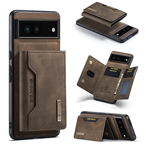 Schutzhülle für Google Pixel 7, DG.MING Premium Leder Handyhülle Back Cover Magnetisch Abnehmbar mit Trifold Wallet Kartenhalter Tasche für Google Pixel 7 6,3 Zoll (Kaffee) von Cseoteo