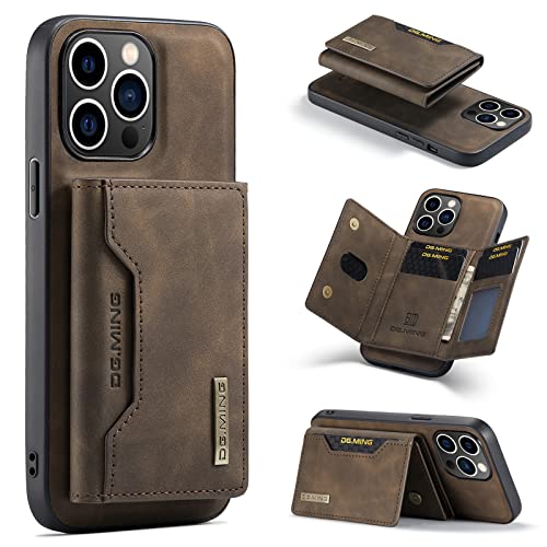 DG.MING Schutzhülle für iPhone 14 Pro, Brieftaschen-Hülle, kompatibel mit iPhone 14 Pro, Premium-Leder-Handyhülle, magnetisch, abnehmbar, mit dreifach faltbarem Kartenfach für iPhone 14 Pro, von Cseoteo