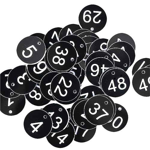Csirnto Zahlenmarken 50 Stück Nummeriert Kennzeichnungsmarken Kunststoff Schlüsselanhänger Zahlen Nummernschilder aus Kunststoff Tisch Nummerierte Zahlenanhänger für Garderobe Auto Gepäck von Csirnto