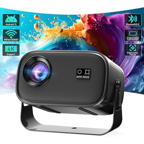 Tragbarer Videoprojektor, 4 K, Mini-Videoprojektor, Retroprojektor, WLAN, Bluetooth, für TV Stick/PS5/HDMI USB/iOS/Android, elektrischer Fokus, 1080P, 15000LM von Ctalyn