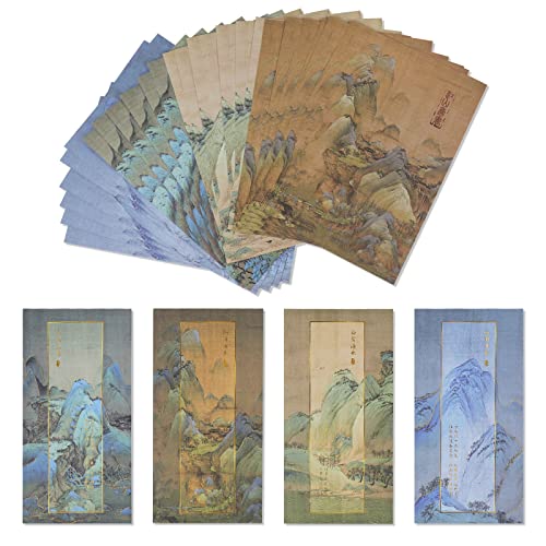 Ctpeng Schönes Briefpapier set,Briefpapier mit Umschlag Vintage,Berg und Fluss Thema (12 Briefumschläge 19 x 10.3 cm, 24 Briefpapier,B5 25 X 18 cm) von Ctpeng