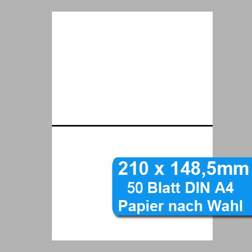 Blanko-Schilder, Einsteckkarten, Multifunktionspapier nicht klebend, DIN A4 perforiert auf A5 (210x148,5 mm) 50 Blatt (B: Weiß, 160g/m²) von CuNU Preisauszeichnung