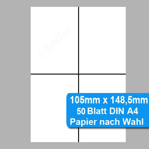 Blanko-Schilder, Einsteckkarten, Multifunktionspapier nicht klebend, DIN A4 perforiert auf A6 (105x148,5 mm) 50 Blatt (A: Weiß, 120 g/m²) von CuNU Preisauszeichnung