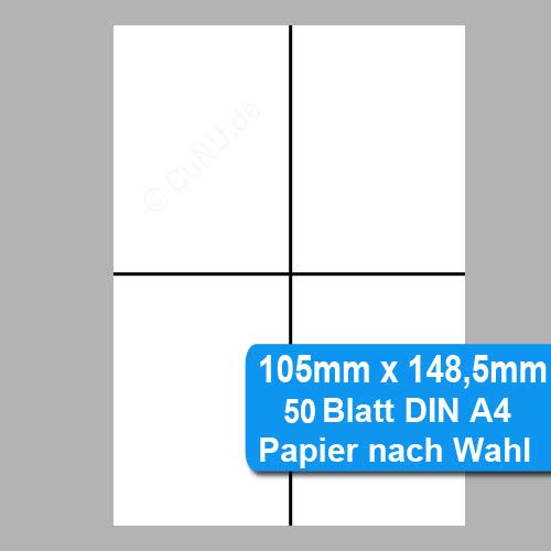 Blanko-Schilder, Einsteckkarten, Multifunktionspapier nicht klebend, DIN A4 perforiert auf A6 (105x148,5 mm) 50 Blatt (B: Weiß, 160 g/m²) von CuNU Preisauszeichnung