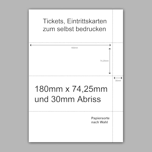 Eintrittskarten zum selbst bedrucken, perforiert 180x74,25mm mit 30mm Abriss Tickets Konzertkarten Kinokarten (O: Violett, 120 g/m²) von CuNU Preisauszeichnung