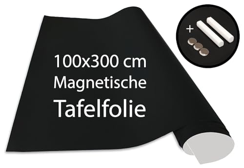 Cuadros Lifestyle Tafelfolie 100 x 300 cm | Magnetisch und selbstklebend - Vinyl- Kreidefolie | Magnettafel | inkl. Kreide + Neodym-Magnete | Tafel 100x300 cm Schwarz von Cuadros Lifestyle