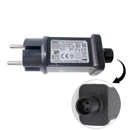 12 V 12 W LED-Transformator CZJUTAI IP44 Stromversorgung für Weihnachtsbeleuchtung mit Stecker – EU-Stecker (Schraubsockel – konstant an – DC12 V12 W) von CubePlug