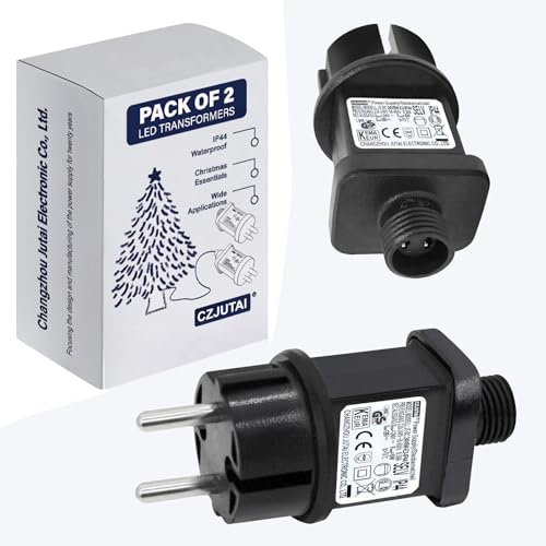 2 Stück LED-Transformator CZJUTAI IP44 Stromversorgung für Weihnachtsbeleuchtung mit Stecker – EU-Stecker (Schraubsockel – konstant eingeschaltet – DC 24 V 6 W) von CubePlug