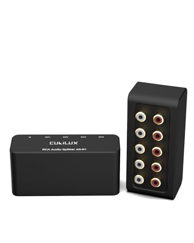 Cubilux AS-R1 RCA Splitter Box, 4 Kanal Stereo Cinch Splitter, passiver Audio Cinch Splitter, hergestellt mit Aluminiumlegierung (1 in 4 Out) von Cubilux