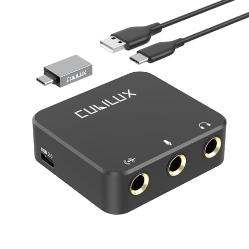 Cubilux HLMS-C5 USB Audio Interface for Recording, Streaming, Podcasting, USB auf 6,35mm Audio HUB mit Mono-Mikrofoneingang, Line-In und Kopfhörerausgang für Gitarre, Bass, Keyboard, Digitalpiano von Cubilux