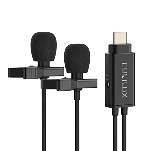 Cubilux MLC-3 Unidirektional USB C Doppel Lavalier Mikrofon mit 3,5mm Klinke für iPad 10 iPad Pro iPad Air 5/4, Samsung S21/S20, Pixel 8/7/6 Pro 7a/6a 5, USB Typ C zu Zwei Mini Mikrofon, 3M von Cubilux