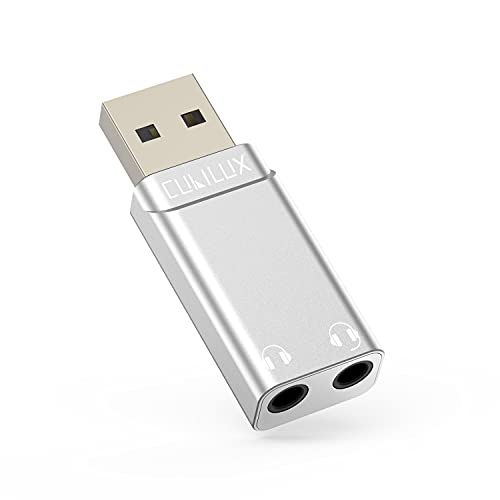 Cubilux USB Audio Splitter mit 96KHz/24bit DAC, USB Typ A zu Zwei Kopfhörer Splitter, 2 auf 1 USB zu 3,5mm Klinke Verteiler, Doppel für Aux Adapter für PC Computer Laptop Lautsprecher von Cubilux