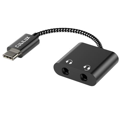 Cubilux USB C Kopfhörer Splitter, Typ C auf Zwei 3,5mm Klinke Verteiler für Samsung Galaxy S24/S23/S22/S21, Tab S9/S8/S7, Note 20/10, Z Fold/Flip 4/3/2, Pixel 7/6 Pro 7a 6a 5, Pixel Fold, Pixel Tablet von Cubilux