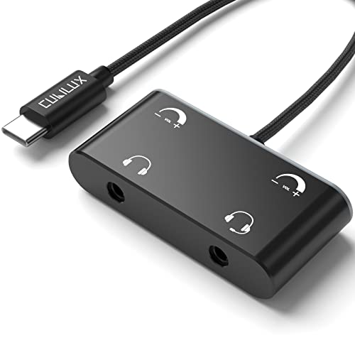 Cubilux USB C Kopfhörer Splitter mit Lautstärkeregler, Typ C Audio Splitter für 2 Kopfhörer für iPhone 15+/15 Pro Max, iPad Pro iPad 10 iPad Air 5/4, Samsung S24/S23/S22 Tab S9/S8/S7, Pixel 8/7/6 Pro von Cubilux