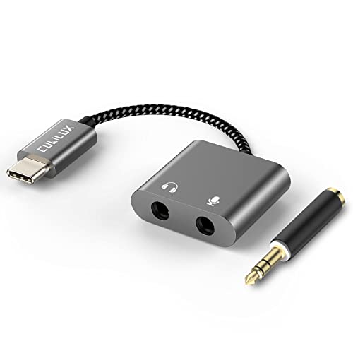 Cubilux USB C auf Kopfhörer Mikrofon Splitter Typ C auf 3,5mm TRS Mikrofon Audio Adapter für iPhone 15+/15 Pro Max, iPad Pro iPad 10, MacBook Pro/Air, Samsung S23/S22/S21 Tab S9/S8/S7, Pixel 8/7/6 Pro von Cubilux