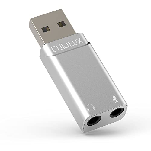 Cubilux USB Externe Soundkarte mit 96KHz/24bit DAC, USB Typ A auf TRS 3,5mm Klinke Audio Adapter, USB zu Kopfhörer Mikrofon Aux Adapter, USB Stereo Soundcard Kompatibel mit PS5 PS4 PC Computer Laptop von Cubilux