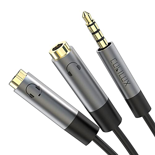 Cubilux Zwei Kopfhörer Verteiler, 3,5mm Klinke Y Adapter für 2 Kopfhörer, 2 auf 1 Audio Splitter Kabel für 2 Personen, Aux Splitter für PC, Laptop, Computer, Telefon, Tablet, Lautsprecher, 25cm von Cubilux