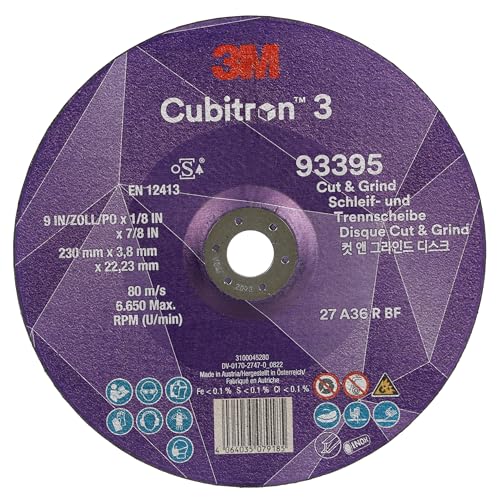 3M Cubitron 3 Cut and Grind Schruppscheibe, 93395, 36+, T27, 230 mm x 3,8 mm x 22,23 mm, EN, 10/Pack, 20 Stück/VE von Cubitron