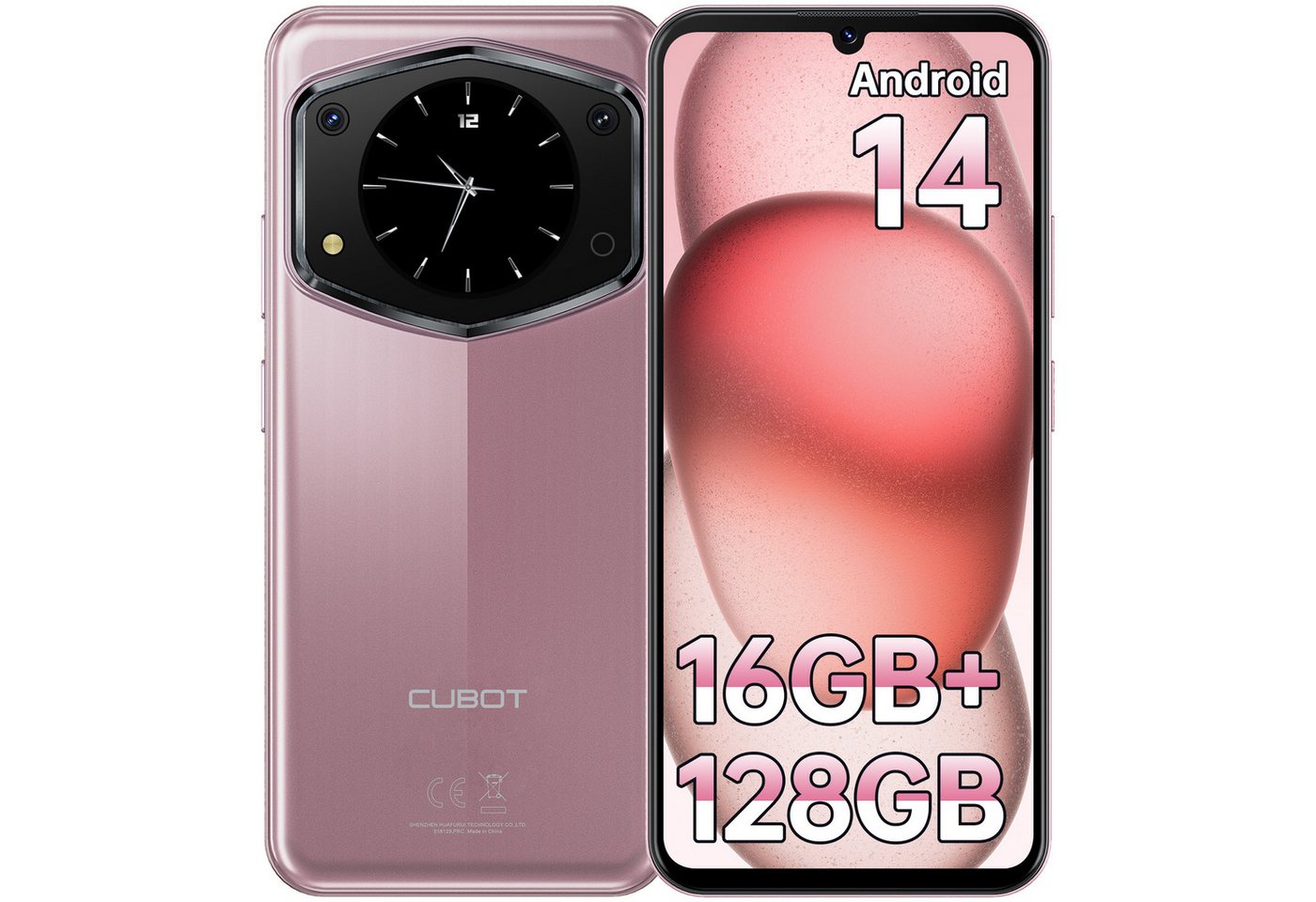 Cubot A30 Smartphone (17,13 cm/6.75 Zoll, 128 GB Speicherplatz, 48 MP Kamera, 16GB RAM + 128GB ROM, 6.75 Zoll HD+ Display, 5100mAh, GPS, Face ID) von Cubot