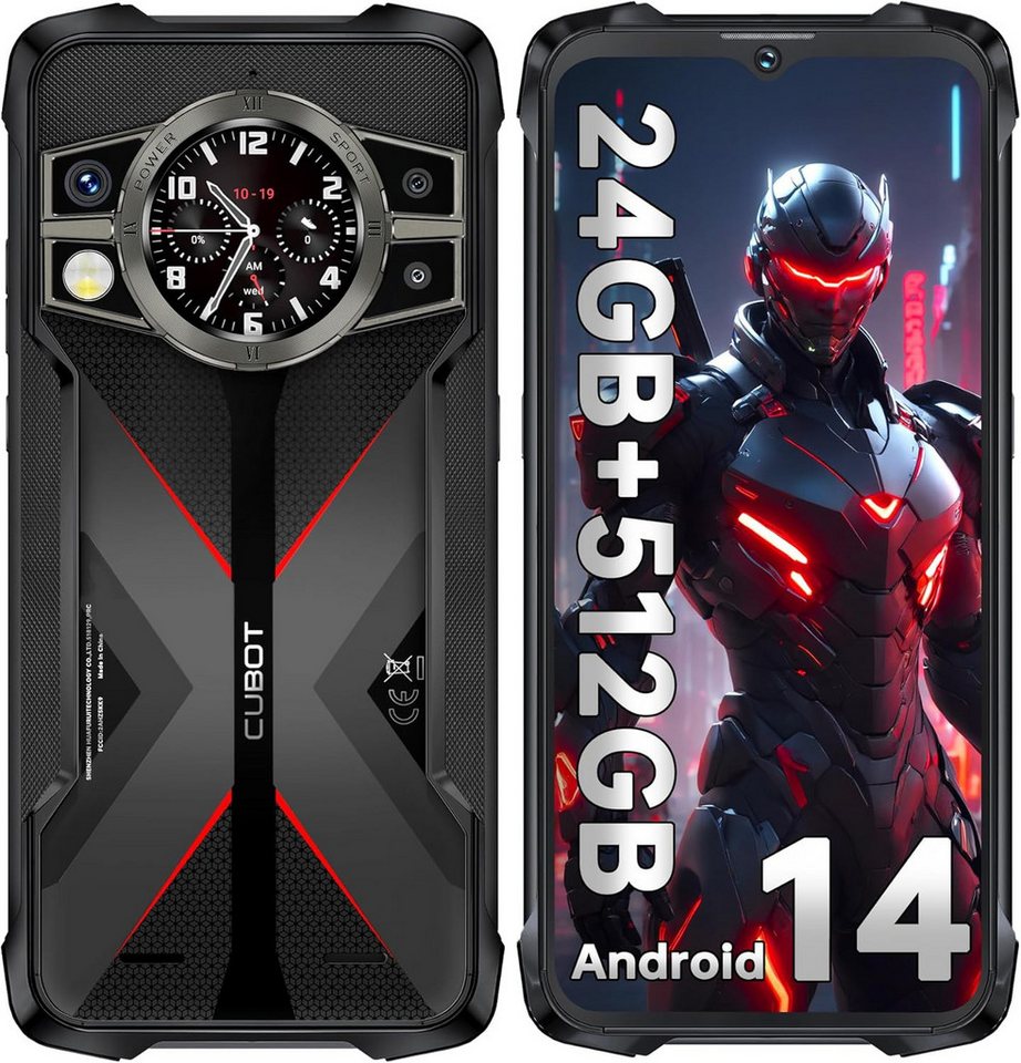 Cubot KingKong 9 512G IP68 Wasserdichter Robuster Smartphone (16,71 cm/6.58 Zoll, 512 GB Speicherplatz, 100 MP Kamera, 10600 mAh, 6,58 Zoll FHD+ Display, 24GB RAM 512GB ROM, OTG, Dual SIM) von Cubot