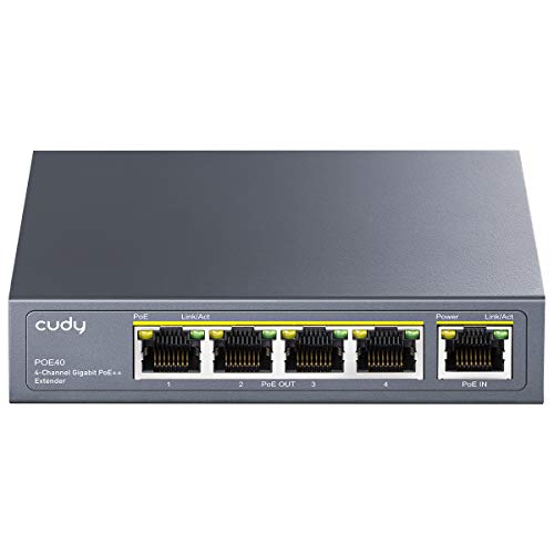 Cudy 4 Kanal Gigabit PoE Extender, 1000 Mbit/s, 1 PoE Eingang, 4 PoE Ausgang, PoE-Repeater, PoE+ Verstärker, PoE++ Booster, Wandmontage, IEEE 802.3bt / 802.3at / 802.3af einhalten von Cudy