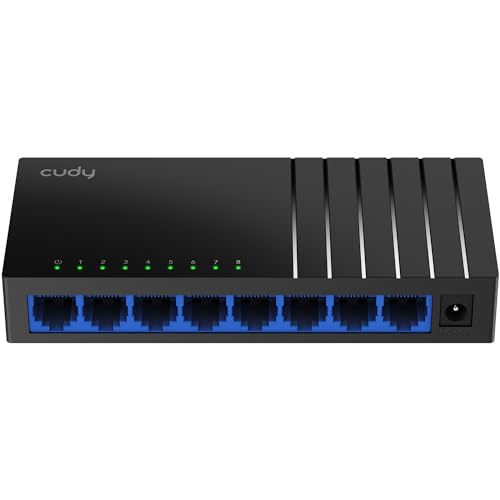 Cudy GS108D 8 Port Gigabit Ethernet Netzwerk Switch, Ethernet Splitter Desktop, Lüfterlos, Verkehrsoptimierung, Plug and Play von Cudy
