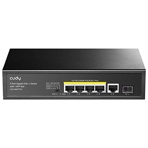 Cudy GS1005PTS1 5 Port Gigabit PoE+ Switch 120W, 4 PoE Ports, 1 Sfp, 802.3at/af, Vlan, Erweitern auf 250 Meter Cudy GS1005PTS1 5 Port Gigabit PoE+ Switch 120W, 4 PoE Ports, 1 Sfp, 802.3at/af, Vlan, Erweitern auf 250 Meter von Cudy
