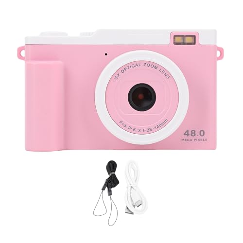 1080p Digitalkamera Dual -Kamera, 48MP Autofokus Tragbare Kompakte Reisekamera mit LED -Blitz, 15 -Fach Optisch Zoom Kleine WLAN -Kamera für Reise (PINK) von Cuifati
