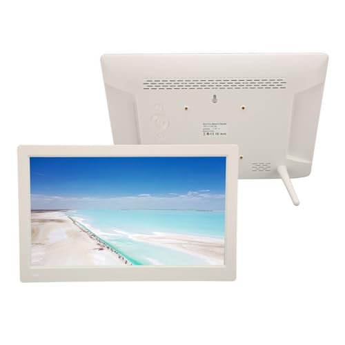15,6 Zoll Digitaler Bilderrahmen 1920x1080 mit Fernbedienung, USB-Speicherkarte MMC, Elektronischer Bilderrahmen für Zuhause 100-240V Weiß (EU-Stecker) von Cuifati