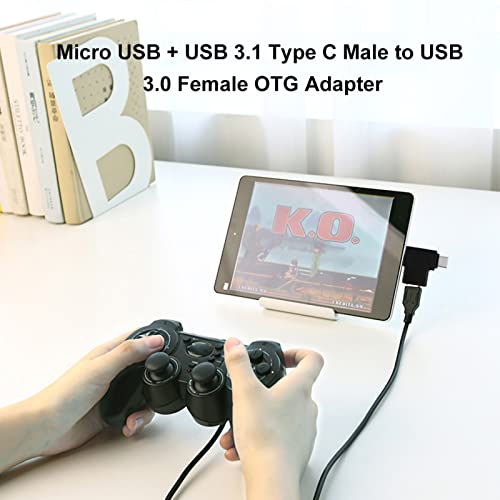 2-in-1-OTG-Konverteradapter für Micro-Stecker auf USB 3.0-Buchse, 2-in-1-OTG-Konverteradapter für Micro-USB + USB 3.1 Typ C, Kompatibel mit Mobiltelefonen oder Tablets mit von Cuifati