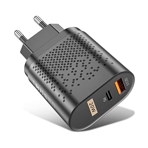 20 W USB-C-Wandladeblock, QC3.0-Schnellladegerät für Mobiltelefone, Dual-Port-PD-Netzteil für iPhone 14/14 Pro/14 Pro Max/14 Plus/13/12/11, XS/XR/X von Cuifati