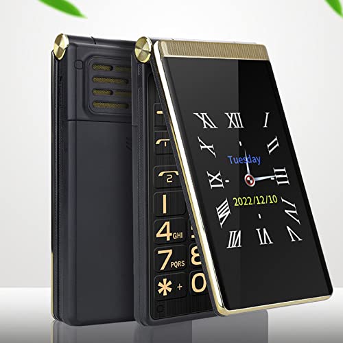 Cuifati 2G-Flip-Handy Entsperrt, 3-Zoll-Telefon mit Großem Display und Tasten für Senioren, Dual-SIM und 5900-mAh-Akku, Lauter Anruf, Einfach zu Bedienendes 2023-Upgrade-Seniorentelefon (Gold) von Cuifati