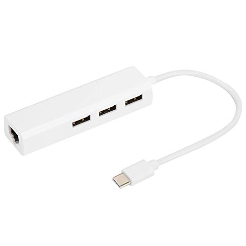 3-Port-Hub, 3-Port-Hub USB2.0 RJ45-Lan-Netzwerkkarte USB3.1 Typ-C-zu-Ethernet-Adapter, 3-Port-USB 3.0- und Gigabit-Ethernet-Hub, USB 3.0-Hub mit Gigabit-Ethernet-Adapter für OS X/für Android von Cuifati